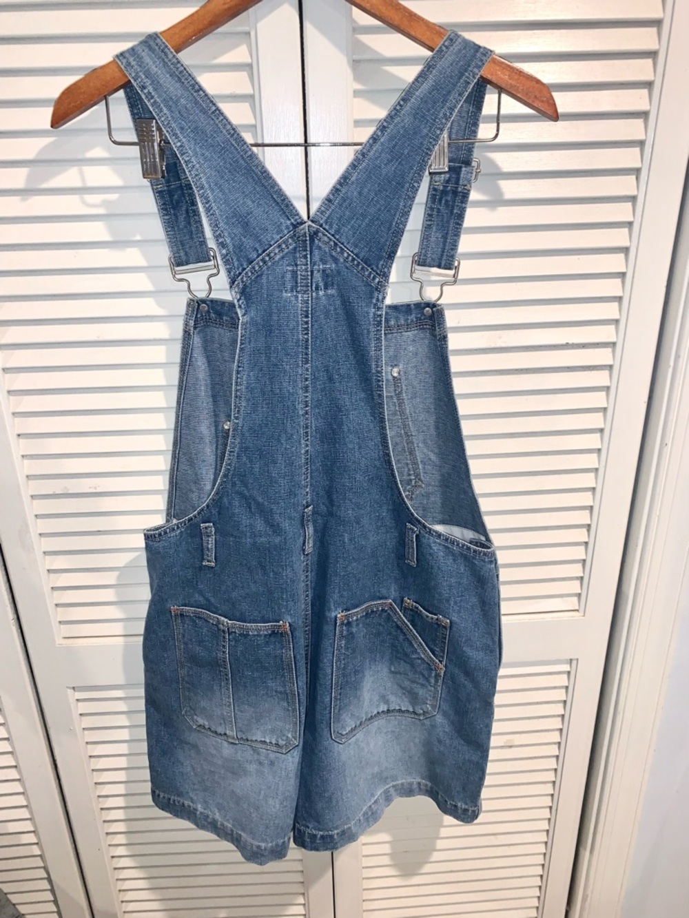 Vintage Y2k Denim Shorts Bib Overalls Women’s size Large - Picture 3 of 9